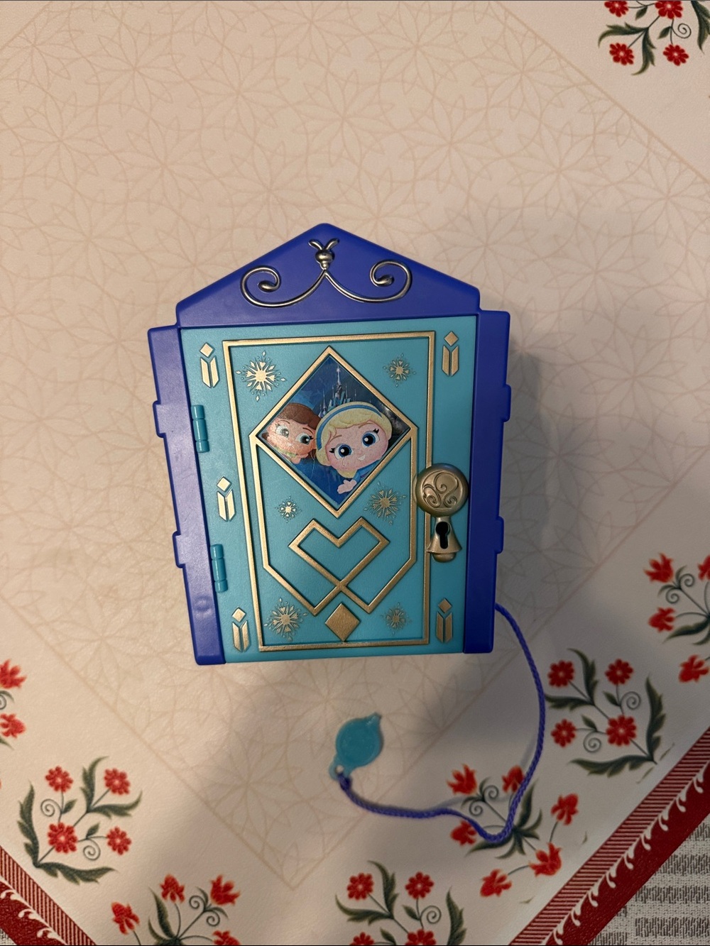 Disney Blue and Teal Frozen II Musical Jewelry Box with Gold Accents